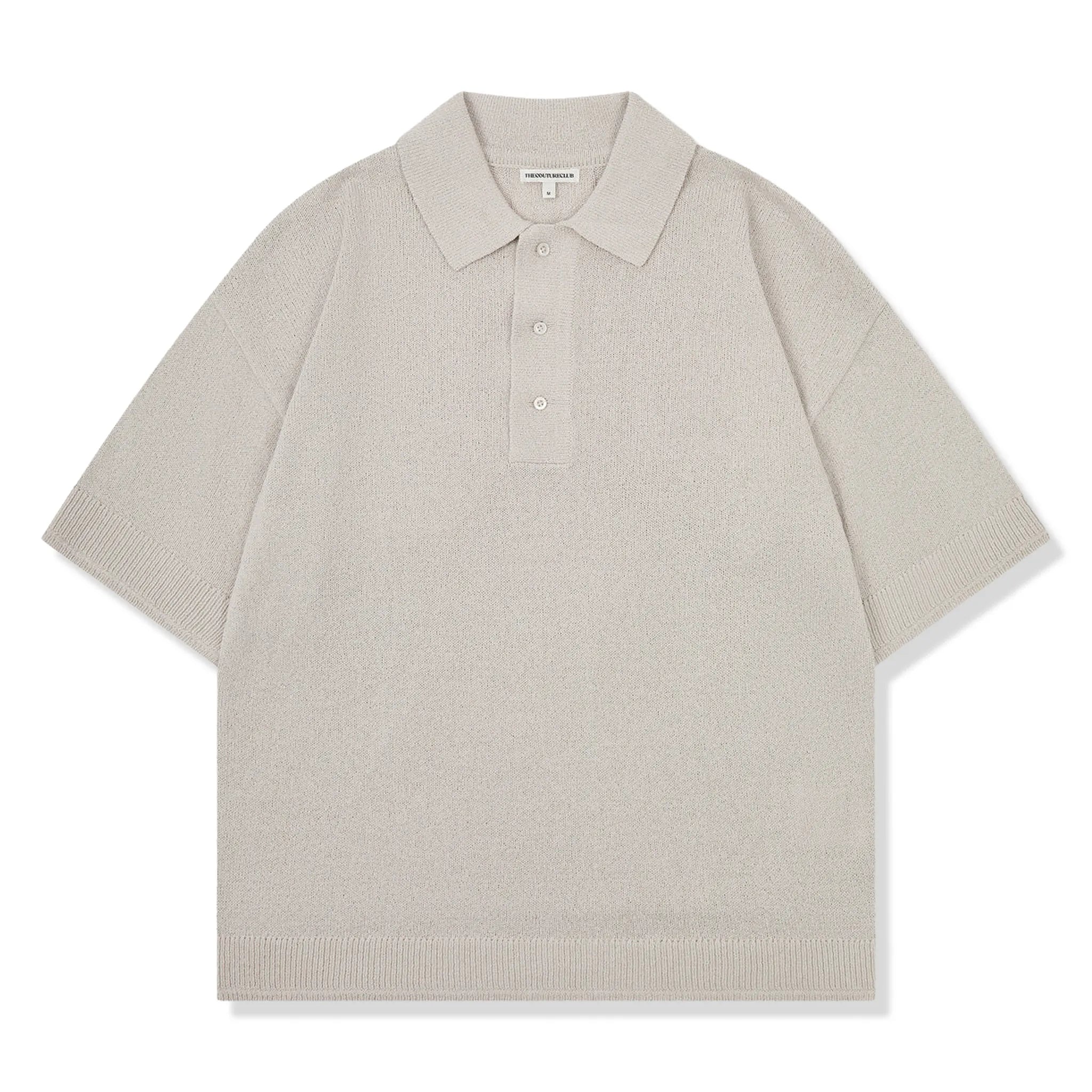 Front View The Couture Fine Gauge Knitted Mushroom Polo Shirt